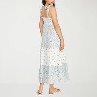 Trixxi Womens Juniors U Neck Short Sleeve Floral A-Line Dress