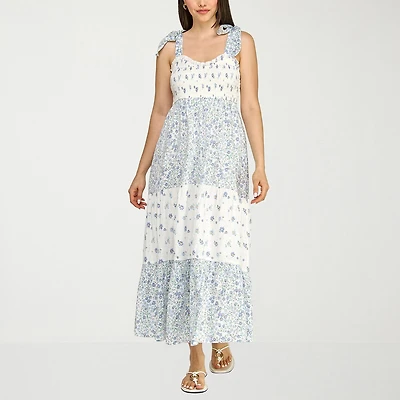 Trixxi Womens Juniors U Neck Short Sleeve Floral A-Line Dress
