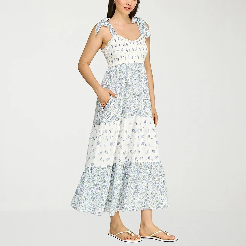 Trixxi Womens Juniors U Neck Short Sleeve Floral A-Line Dress