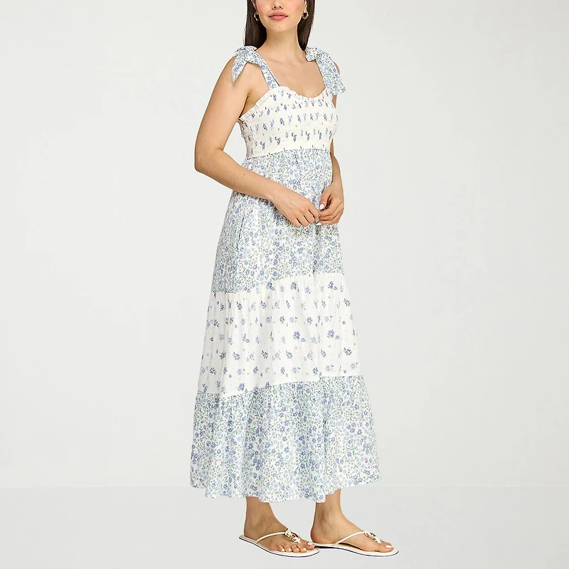 Trixxi Womens Juniors U Neck Short Sleeve Floral A-Line Dress