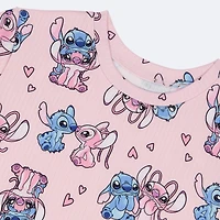 Disney Collection Girls Lilo & Stitch Rib Crew Neck Short Sleeve 2-pc. Pajama Set