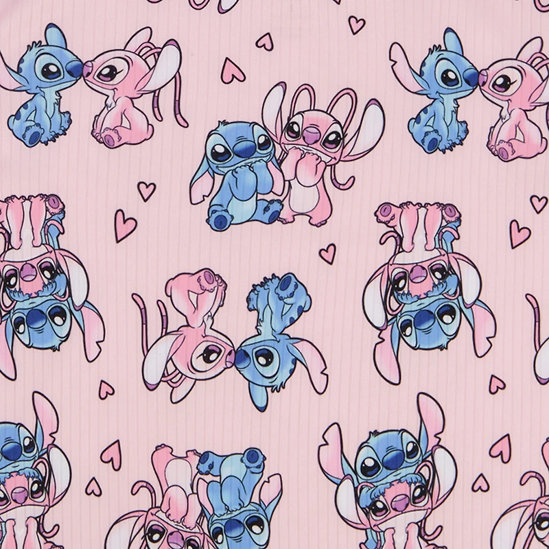 Disney Collection Girls Lilo & Stitch Rib Crew Neck Short Sleeve 2-pc. Pajama Set