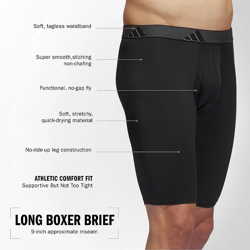 adidas Mens 3 Pack Boxer Briefs