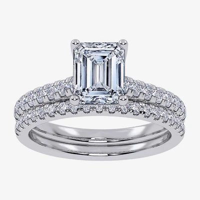 G / Vs2-Si1) Womens 1 CT. T.W. Lab Grown White Diamond 10K Gold Side Stone Bridal Set