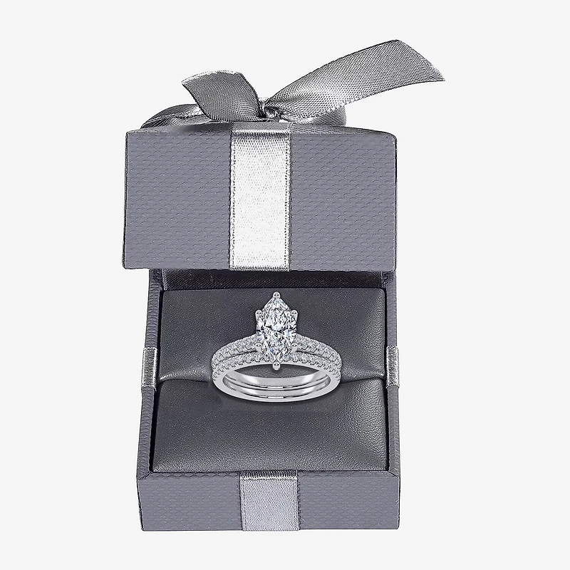 (G / Vs2-Si1) Womens 1 CT. T.W. Lab Grown White Diamond 10K Gold Marquise Side Stone Bridal Set