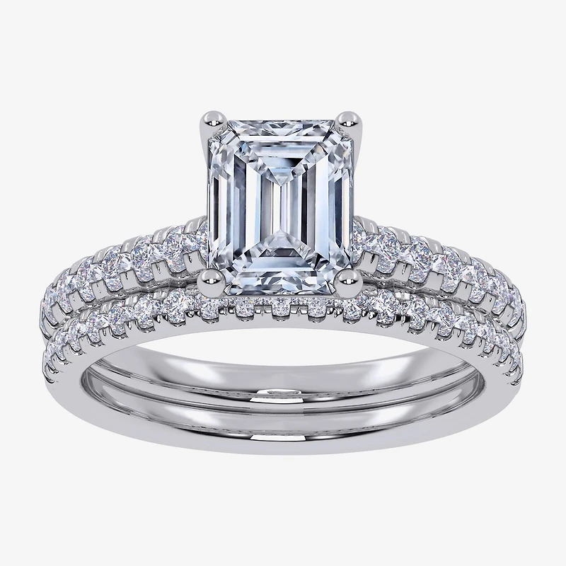 G / Vs2-Si1) Womens 2 1/2 CT. T.W. Lab Grown White Diamond 10K Gold Side Stone Bridal Set