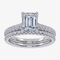 G / Vs2-Si1) Womens 2 1/2 CT. T.W. Lab Grown White Diamond 10K Gold Side Stone Bridal Set