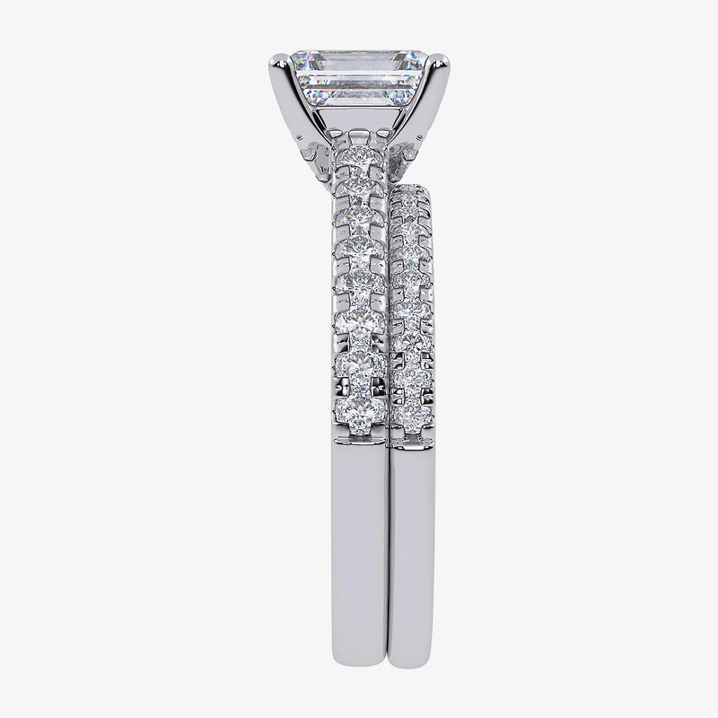 G / Vs2-Si1) Womens 2 1/2 CT. T.W. Lab Grown White Diamond 10K Gold Side Stone Bridal Set
