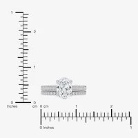 (G / Vs2-Si1) Womens 4 1/2 CT. T.W. Lab Grown White Diamond 10K Gold Oval Side Stone Bridal Set