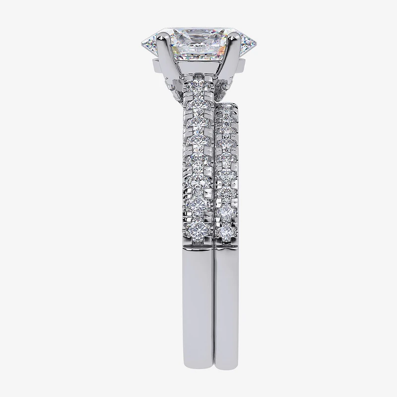 (G / Vs2-Si1) Womens 4 1/2 CT. T.W. Lab Grown White Diamond 10K Gold Oval Side Stone Bridal Set