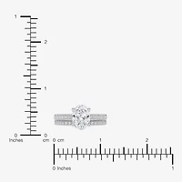 (G / Vs2-Si1) Womens 3 1/2 CT. T.W Lab Grown White Diamond 10K Gold Oval Side Stone Bridal Set