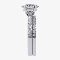 (G / Vs2-Si1) Womens 3 1/2 CT. T.W Lab Grown White Diamond 10K Gold Oval Side Stone Bridal Set