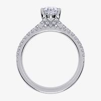 (G / Vs2-Si1) Womens 3 1/2 CT. T.W Lab Grown White Diamond 10K Gold Pear Side Stone Bridal Set