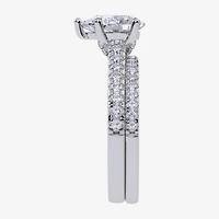 (G / Vs2-Si1) Womens 3 1/2 CT. T.W Lab Grown White Diamond 10K Gold Pear Side Stone Bridal Set