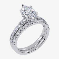 (G / Vs2-Si1) Womens 3 1/2 CT. T.W Lab Grown White Diamond 10K Gold Marquise Side Stone Bridal Set