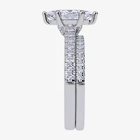 (G / Vs2-Si1) Womens 3 1/2 CT. T.W Lab Grown White Diamond 10K Gold Marquise Side Stone Bridal Set