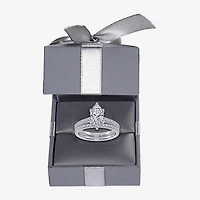 (G / Vs2-Si1) Womens 3 1/2 CT. T.W Lab Grown White Diamond 10K Gold Marquise Side Stone Bridal Set