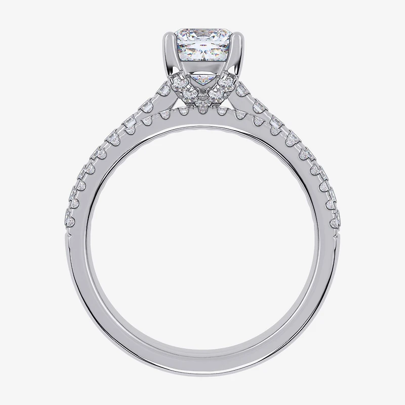 (G / Vs2-Si1) Womens 3 1/2 CT. T.W Lab Grown White Diamond 10K Gold Cushion Side Stone Bridal Set