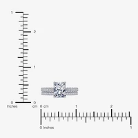 (G / Vs2-Si1) Womens 3 1/2 CT. T.W Lab Grown White Diamond 10K Gold Rectangular Side Stone Bridal Set