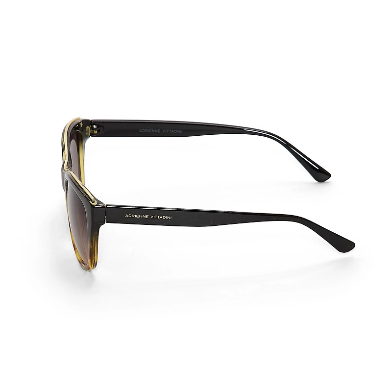Adrienne Vittadini Wrapped Cateye With Top Brow Bar Inlay Womens UV Protection Cat Eye Sunglasses