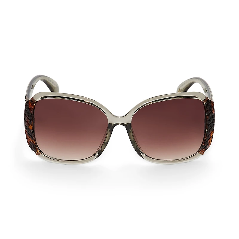 Adrienne Vittadini Femme With Metal Bar N Quilted Detail Womens UV Protection Square Sunglasses