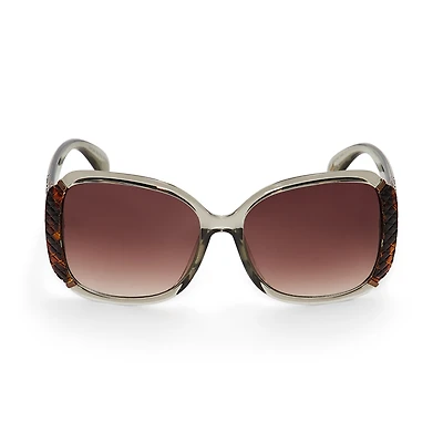Adrienne Vittadini Femme With Metal Bar N Quilted Detail Womens UV Protection Square Sunglasses