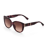 Adrienne Vittadini Rounded Modern Cateye Metal Bar Womens UV Protection Cat Eye Sunglasses