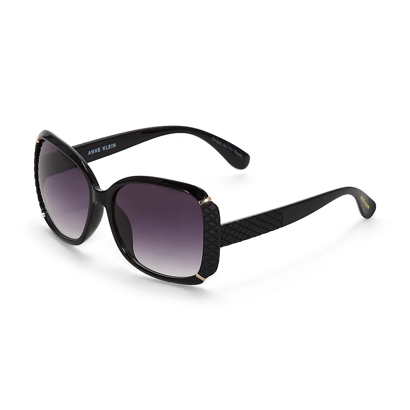 Adrienne Vittadini Femme Rectangle Metal Bar N Quilted Detail Womens UV Protection Square Sunglasses