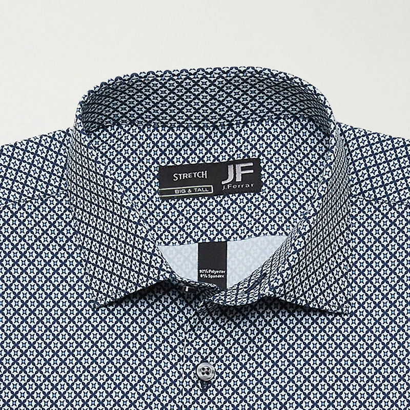 J. Ferrar Big and Tall Mens Regular Fit Easy Care Stretch Fabric Long Sleeve Dress Shirt
