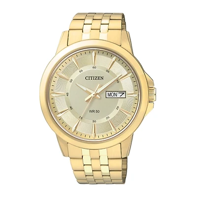 Citizen® Everyday Mens Champagne Dial Gold-Tone Stainless Steel Watch BF2013-56P