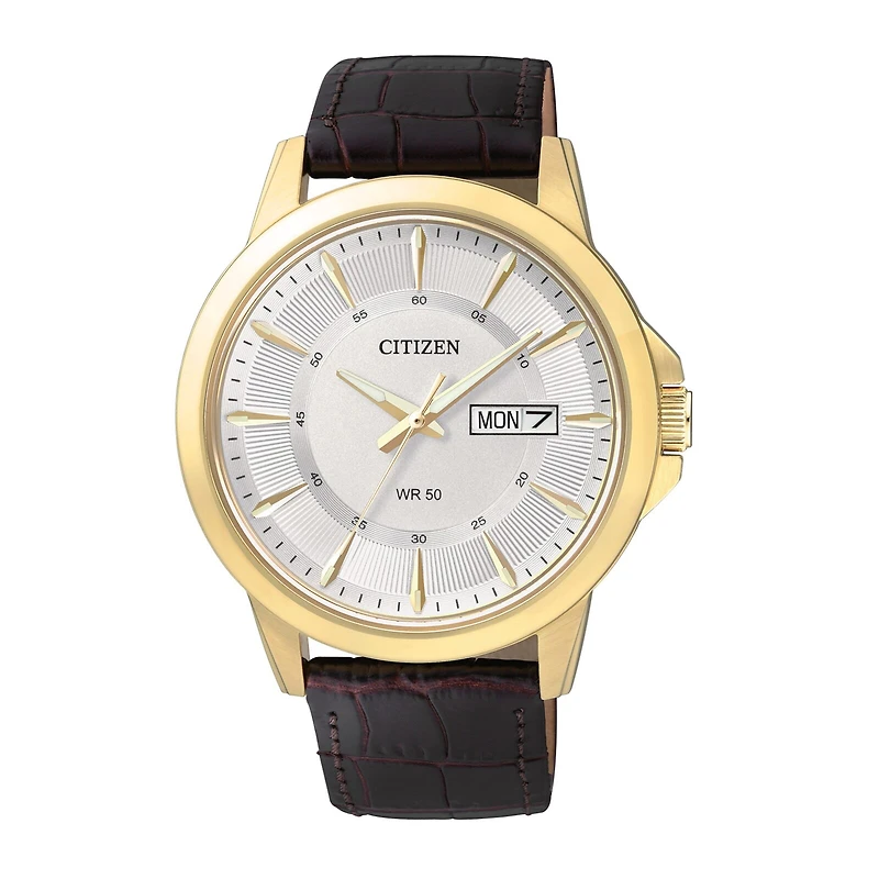 Citizen® Everyday Mens Brown Leather Strap Watch BF2018-01A