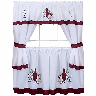 Cabernet 3-pc. Rod Pocket Kitchen Curtains & Drapes Window Set