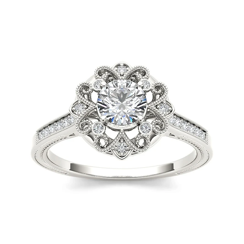 1/2 CT.T.W. Natural Diamond 14K White Gold Engagement Ring