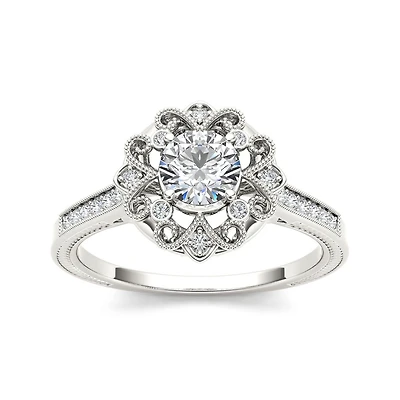 1/2 CT.T.W. Natural Diamond 14K White Gold Engagement Ring