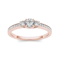1/2 CT.T.W. Natural Diamond 14K Rose Gold 3-Stone Engagement Ring