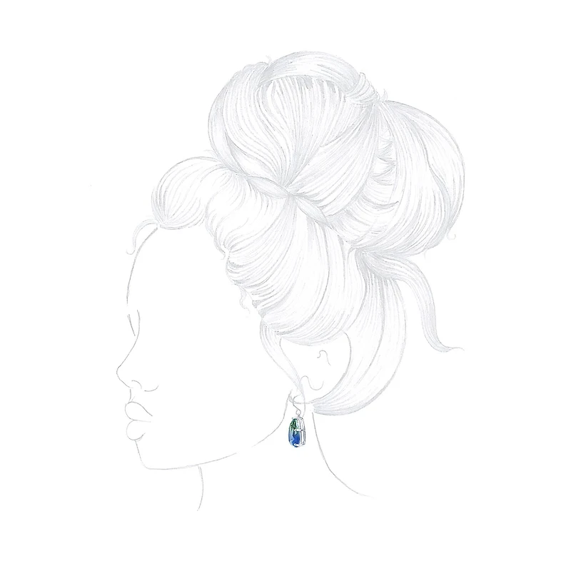 Sparkle Allure Womens Blue Pure Silver Over Brass Pear Drop Earrings