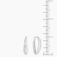 Diamonart Womens Cubic Zirconia Sterling Silver 25.5mm Hoop Earrings