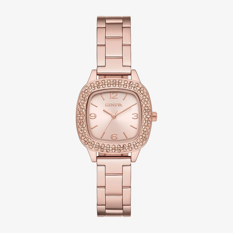 Geneva Womens Crystal Accent Rose Goldtone Bracelet Watch Fmdjm292