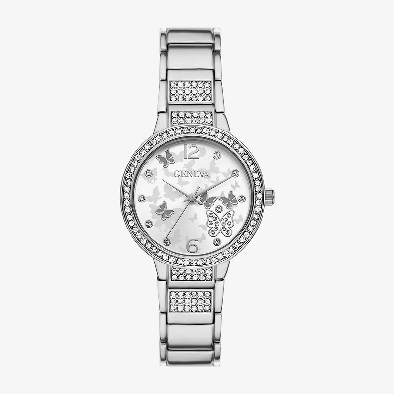 Geneva Womens Crystal Accent Silver Tone Bracelet Watch Fmdjm295