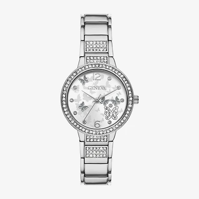 Geneva Womens Crystal Accent Silver Tone Bracelet Watch Fmdjm295