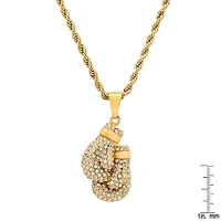 Steeltime Mens Crystal 18K Gold Over Stainless Steel Hypoallergenic 24 Inch Pendant Necklace