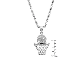 Steeltime Mens Crystal Stainless Steel Hypoallergenic 24 Inch Pendant Necklace