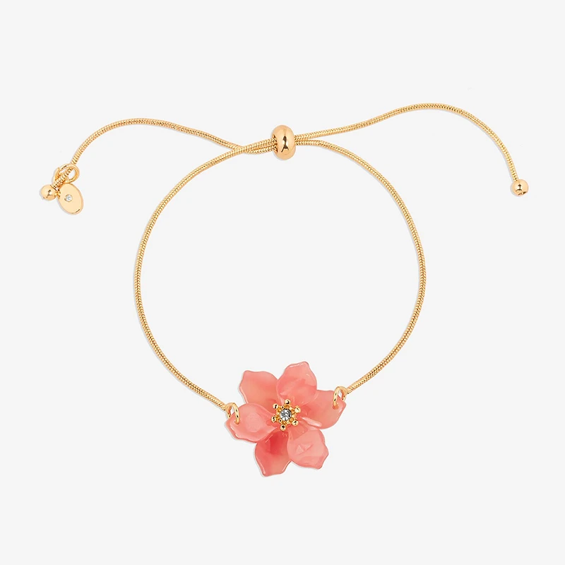 Bijoux Bar Delicates Womens Glass Flower Bolo Bracelet