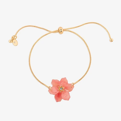 Bijoux Bar Delicates Womens Glass Flower Bolo Bracelet