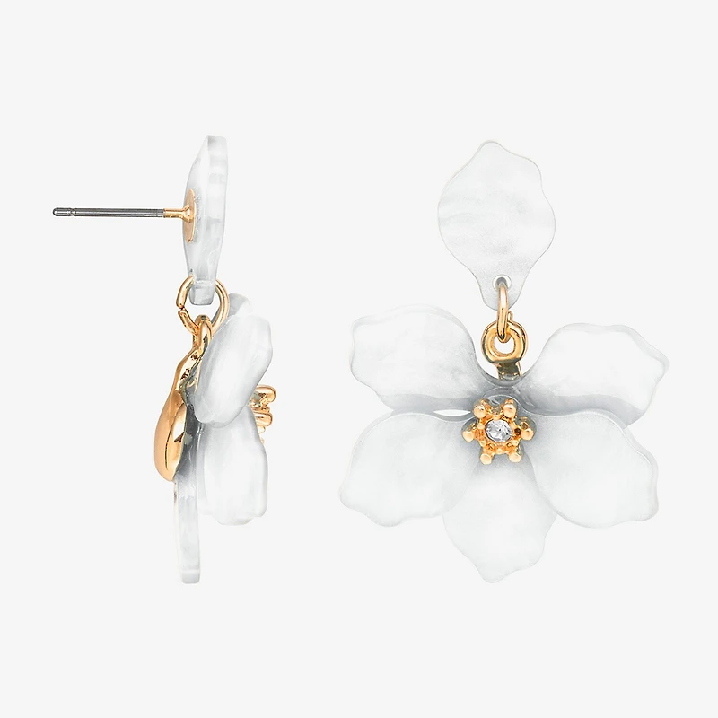 Bijoux Bar Delicates Womens Glass Flower Drop Earrings