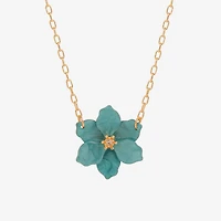 Bijoux Bar Delicates Womens Glass Fleur De Lis 16 Inch Pendant Necklace