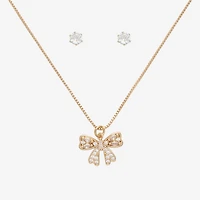 Mixit Pendant Necklace & Stud Earring Womens Cubic Zirconia Bow 2-pc. Jewelry Set