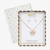 Mixit Pendant Necklace & Stud Earring Womens Cubic Zirconia Bow 2-pc. Jewelry Set