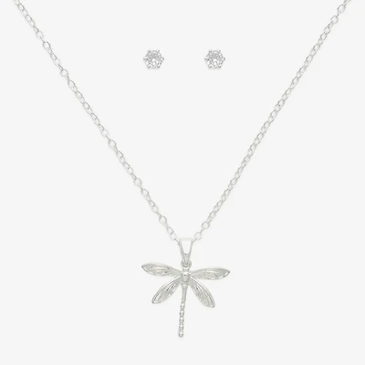 Mixit Pendant Necklace & Stud Earring Dragonfly Womens Cubic Zirconia 2-pc. Jewelry Set
