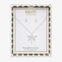 Mixit Pendant Necklace & Stud Earring Dragonfly Womens Cubic Zirconia 2-pc. Jewelry Set